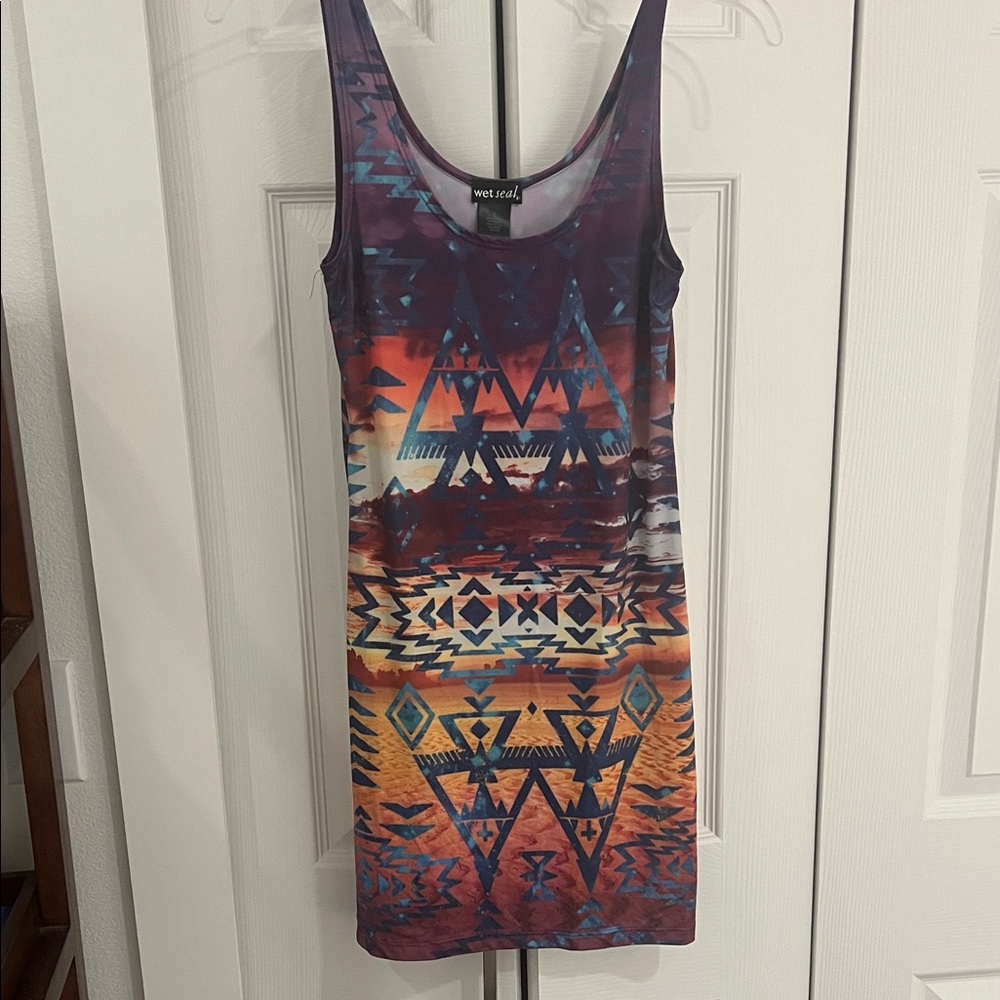 Wet Seal Tribal Print Mini Dress - Purple and Orange